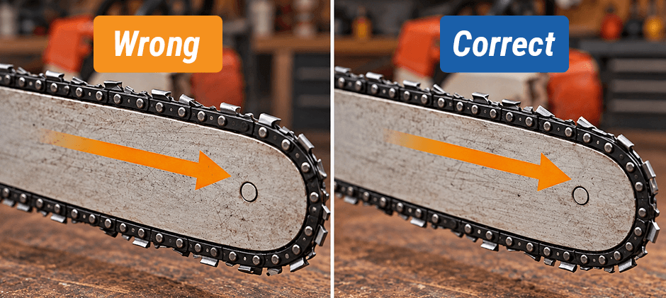 chainsaw chain direction