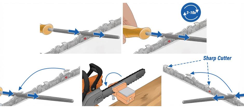 how to sharpen a chainsaw with a file 