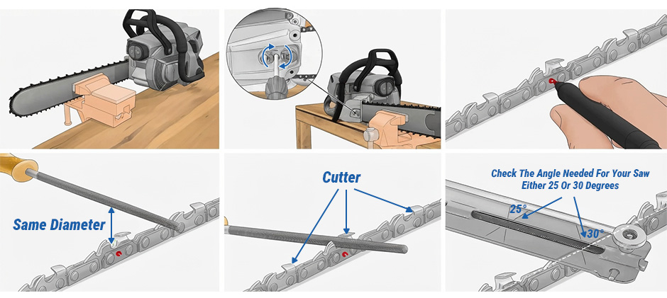 how to sharpen a chainsaw with a file