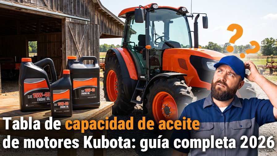 Capacidad de aceite del motor Kubota: tabla y guía completa 2026