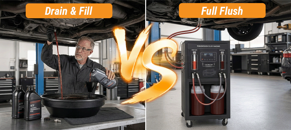 transmission flush vs transmission drain and fill