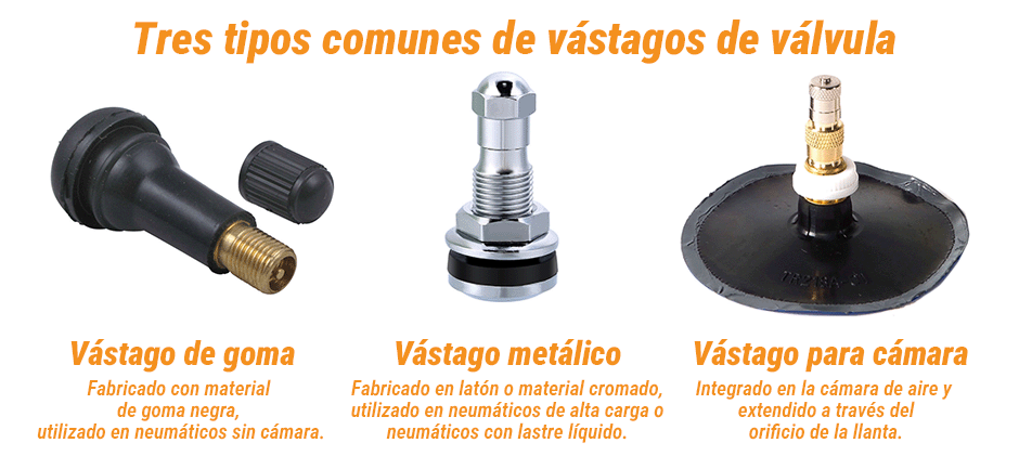 Tres tipos comunes de vástagos de válvula