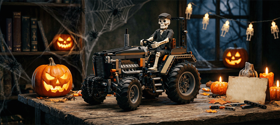 Haunted Harvest Skeleton Tractor Building Set - Halloween Gift Ideas