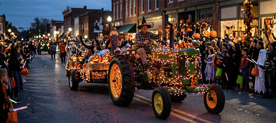 Halloween tractor parade