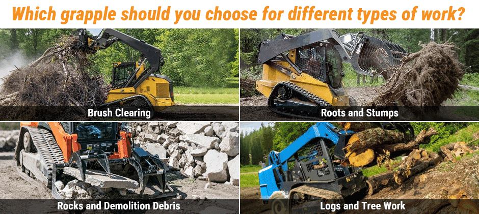 Which type of grab should be chosen for different types of work?